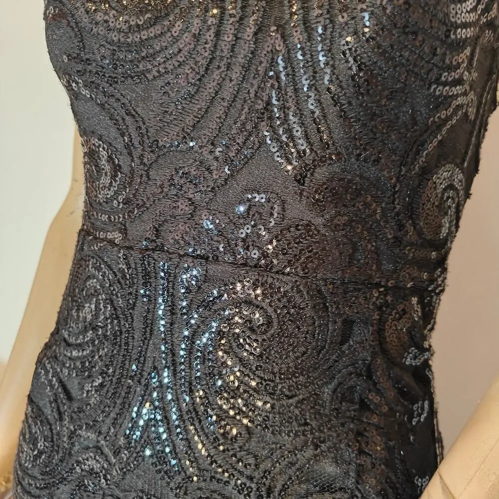 Lulu’s Black One-Shoulder Sequin Mini Dress Cocktail Party Size XS